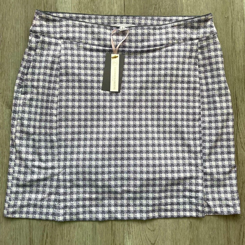 NWT Fairway & Green Sasha Skort, UPF 50+ in Sterling Lavender and Grey Gingham